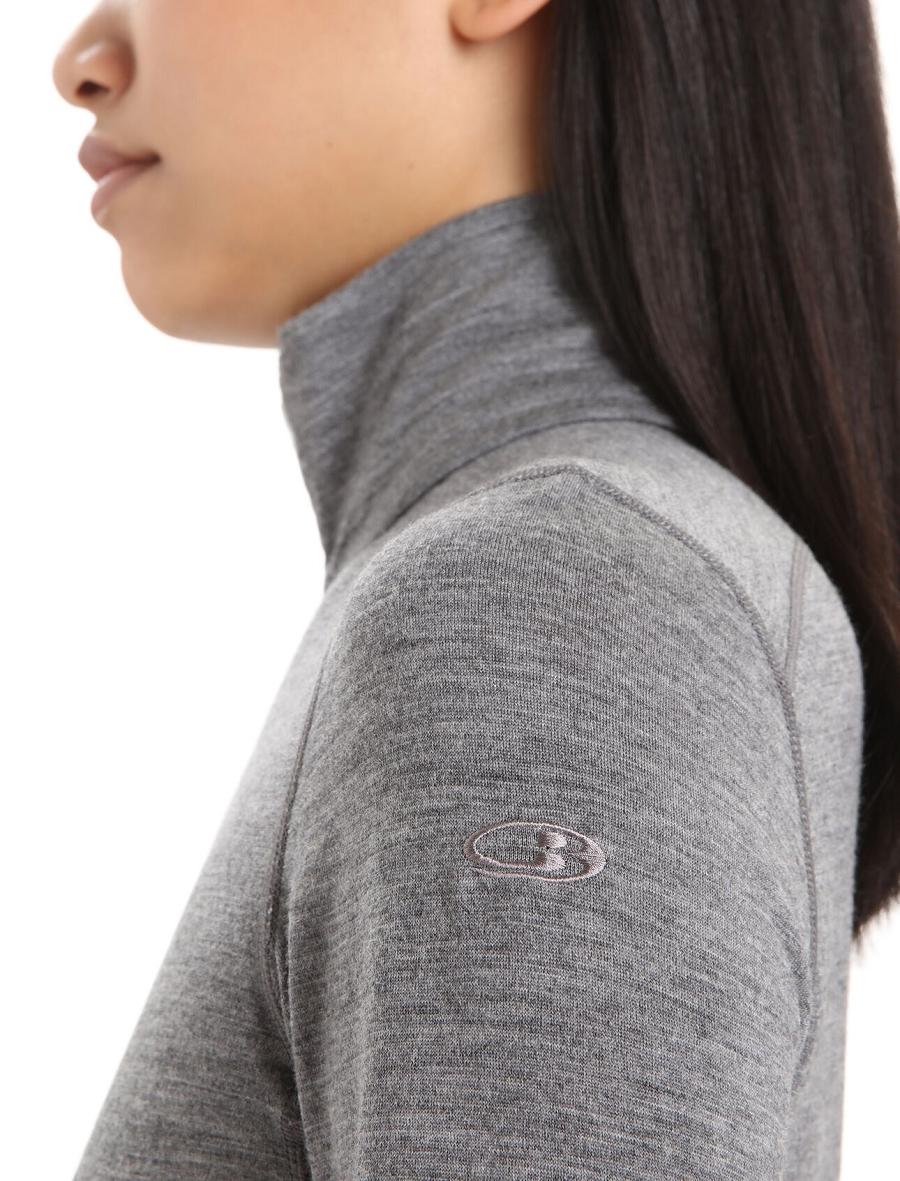 Women's Icebreaker Merino 200 Oasis Long Sleeve Half Zip Thermal Top Base Layers Gritstone Heather | CA 1044SGLO